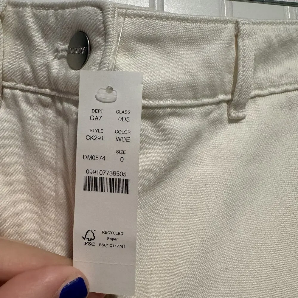 J Crew Relaxed Barrel Leg Jeans White Denim Size 0 NEW